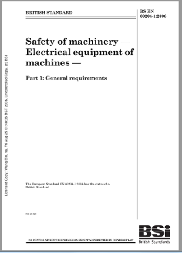 EN60204-1-2006機(jī)械電氣安全標(biāo)準(zhǔn)